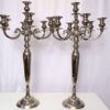 33" Silver Metal 4 Arm Candelabra Votive Candle Holder, Flower Vase Bowl