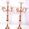 Rose Gold 5 Arm Metal Taper Candle Holder Candelabra Stand