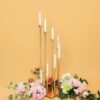 42" Gold 8 Arm Cluster Taper Candle Holder With Clear Glass Shades