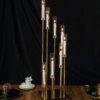 42" Gold 8 Arm Cluster Taper Candle Holder With Clear Glass Shades