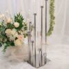 42" Silver 8 Arm Cluster Taper Candle Holder With Clear Glass Shades