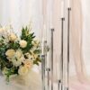 42" Silver 8 Arm Cluster Taper Candle Holder With Clear Glass Shades