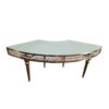 Curved Serpentine Imperial Gold And Crystal Glass Top Sweetheart Or Dining Table
