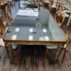 Gold Frame Rectangular Dining Table With Mirror Glass Or Wooden Top - 8 X 4 Feet